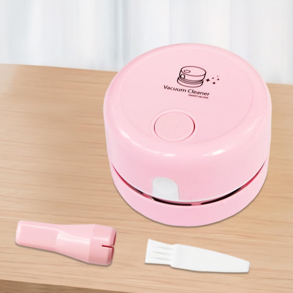 Cleaning Brush Handheld Portable Mini Coffee Table Home Desktop Vacuum Cleaner (Pink)