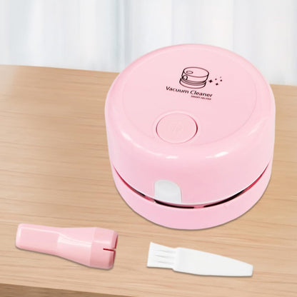 Cleaning Brush Handheld Portable Mini Coffee Table Home Desktop Vacuum Cleaner (Pink)