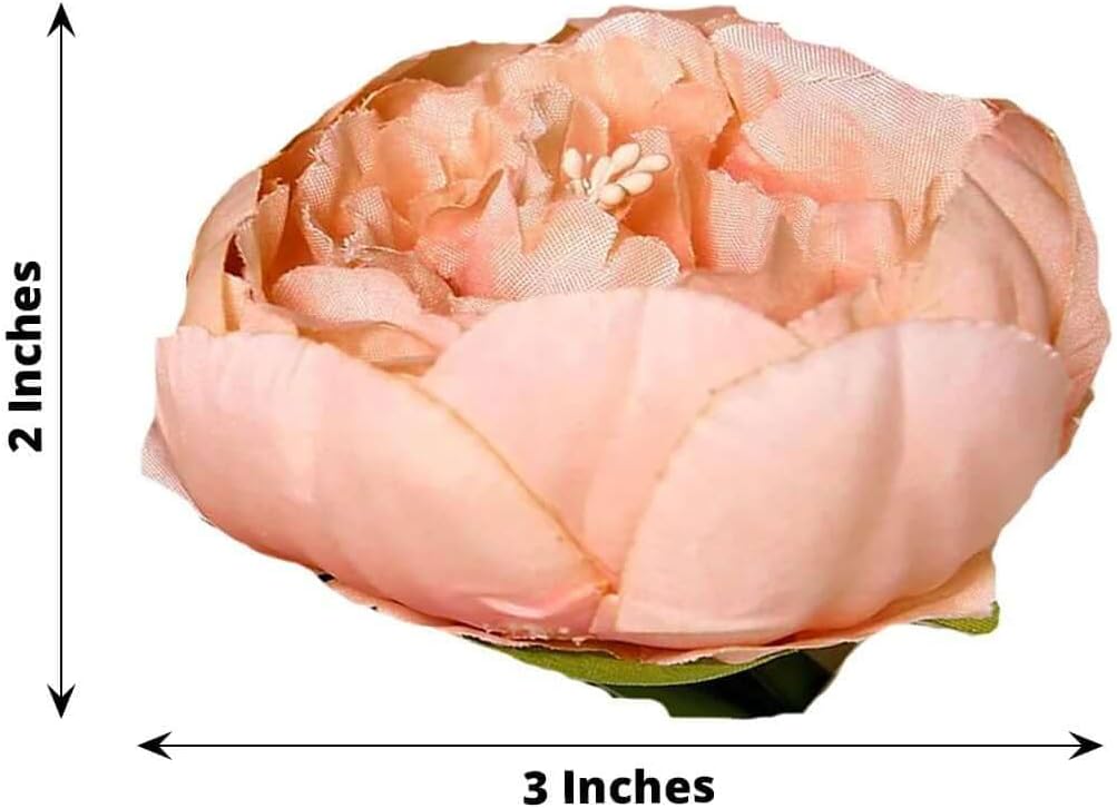 Efavormart 10 Pack 3-Inch Peach Silk Peony Flower Heads, Vibrant Realistic Artificial Peonies for Spring Party Decor and DIY Floral Wreaths