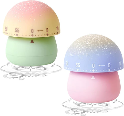 No Battery Mechanical Timer - Multifunctional Cooking Timer Baking Study Office Compact 92g Plastic Design (Green&Pink)