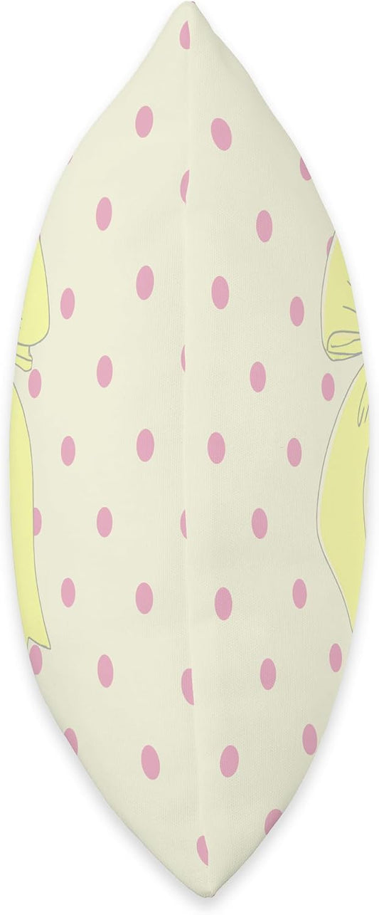 Creamy Yellow Bow Polka Dot Pink Coquette Aesthetic Art Throw Pillow