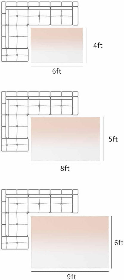 Outdoor Rug for Patio, Large Floor Mat Dreamy Peach Pink and White Gradient Non Slip Area Rug Rubber Backing Quick Dry Clearance Carpet for Camping Rugs, Garden, Lawn, Deck, Porch, 6' x 9'