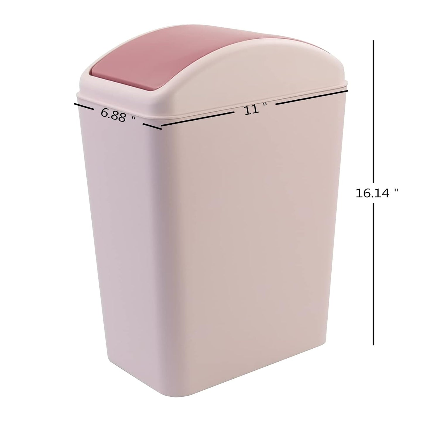 Bringer 4.5 Gallon Plastic Swing Top Garbage Can, Kitchen Trash Can with Swing Lid, Pink