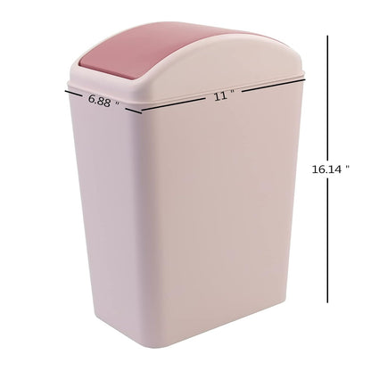 Bringer 4.5 Gallon Plastic Swing Top Garbage Can, Kitchen Trash Can with Swing Lid, Pink