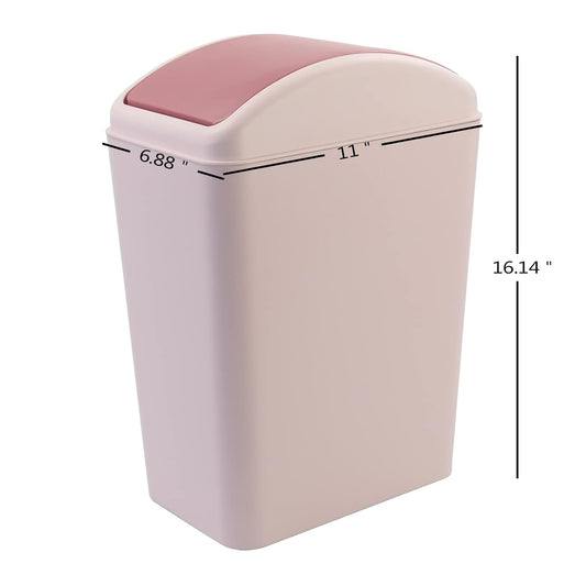 Bringer 4.5 Gallon Plastic Swing Top Garbage Can, Kitchen Trash Can with Swing Lid, Pink