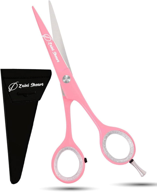 Hair Cutting Scissors Extremely Sharp Right-Hand Razor Edge - 5.5” Overall Length,Made of 420c Japanese Stainless Steel Salon Scissors Professional Barber Haircut Scissors (pink, 5.5'')