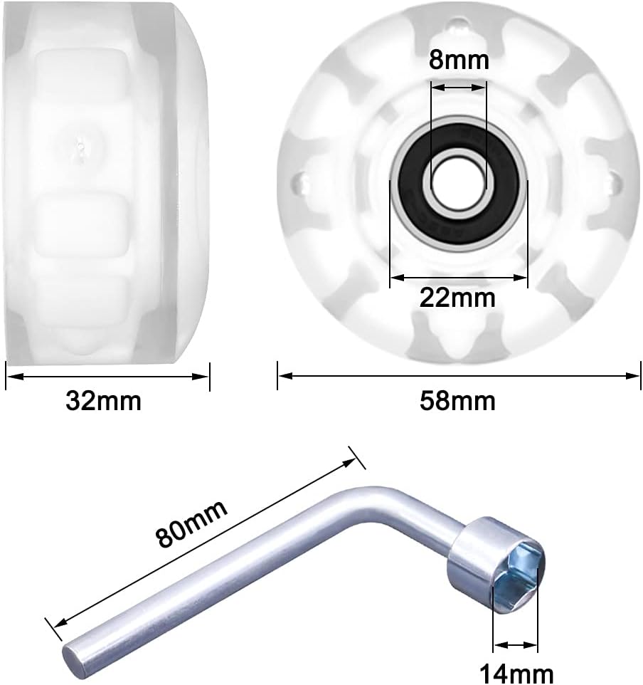 Tanzfrosch 8 Pack Roller Skate Wheels with Bearings Installed Quad Light Up Wheels for Double Row Skating and Skateboard 82A