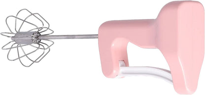 Hand Mixer Semi Automatic Egg Beater, Pink Stainless Steel, 11.8 Inch - Comfortable Grip, Fast 360° Rotating Mixing, Ideal for Baking and Kitchen Use
