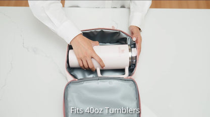 Mess Hall Insulated Lunch Bag Leak Resistant Soft Shell Cooler Box with AirTag Pouch, Adjustable Handle, Pink Rose Quartz, Easy Clean for Work School Office Men Women Kids