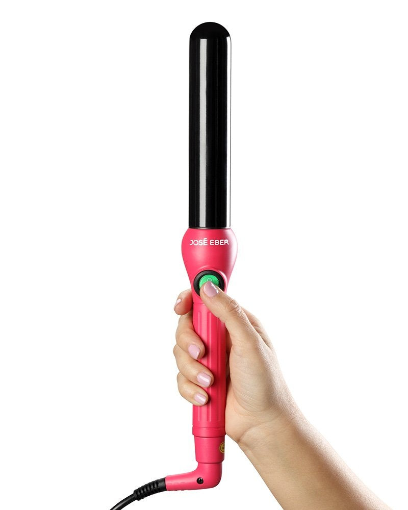 Jose Eber: Clipless Curling Iron 1.25" (32mm) - Pink - Professional Tourmaline Ceramic Barrel, Wand Styling Tool, Ion Technology, Heat Resistant Glove
