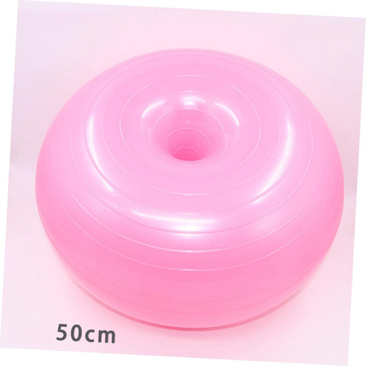 VANZACK 50cm Explosion-Proof Yoga Auxiliary Ball Thickened PVC Fitness Ball in Light Pink for Home Exercise and Balance Training with Air Pump
