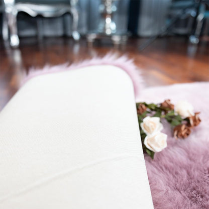 LLB Genuine Sheepskin Rug Plush Soft Throw Area Rug Fur Carpet Fluffy Shaggy Sheepskin Rug for Living Room Kids Bedroom Luxury Home Decor Rectangle (Light Pink, 24''x72'')