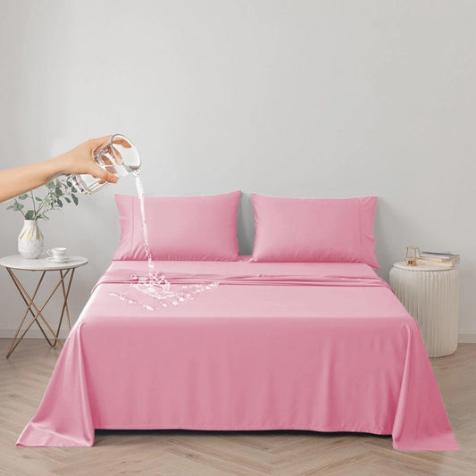 Waterproof Bed Cover for Dog and Cats,Pet Hair Resistant Bed Sheet Cover, Protective Bed Liner Cover with 100% Waterproof Breathable Thin Fabric (Pink, Super King 90 * 118 inch)