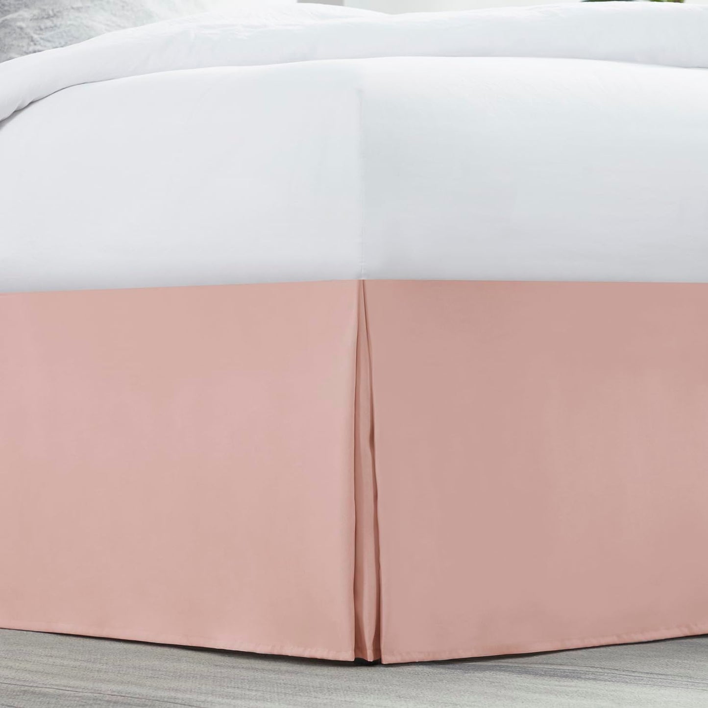Nestl Peach Beige Bed Skirt Queen Size - Queen Bed Skirt 14 Inch Drop - Brushed Microfiber Bed Skirts - Hotel Quality Pleated Bed Skirt - Shrinkage & Fade Resistant