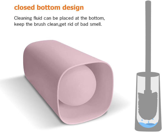 BOLLAER Toilet Brush and Holder, Modern Design Bathroom Brush Long Handle Toilet Bowl Brush for Bathroom Toilet, Toilet Brush and Holder Set (Pink)