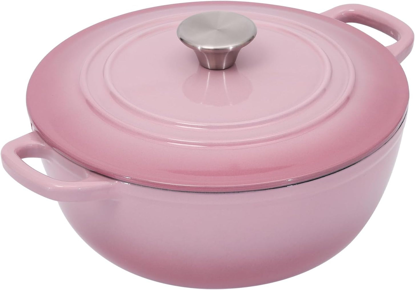 Flavehc Dutch Oven Pot with Lid 3.8 qt Cast Iron Dutch Oven for Bread Baking Pink Enameled Cast Iron Dutch Oven with Handels