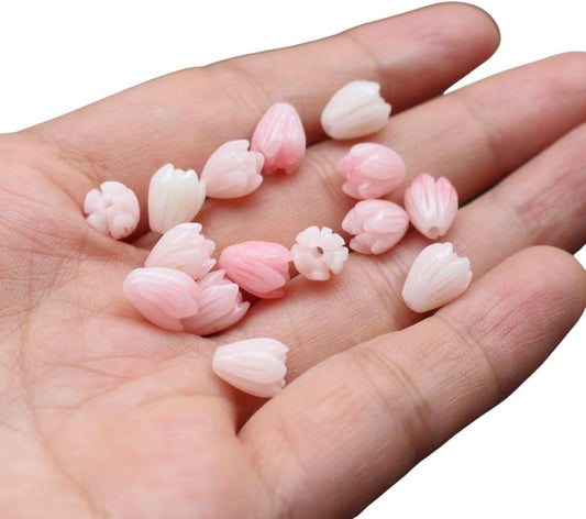 7mm 100Pcs Peach Color Artificial Coral Flower Beads Jasmine Flower Shape Bead for Jewelry Bracelet Necklace Earing Making Craft DIY