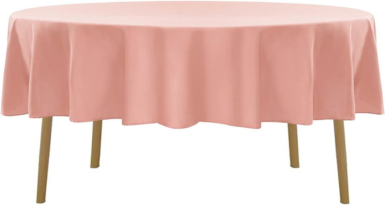 Cupuamon 90 inch Round Tablecloth Washable Polyester Table Cloth Decorative Table Cover for Wedding Party Dining Banquet（90 inch, Dusty Pink）