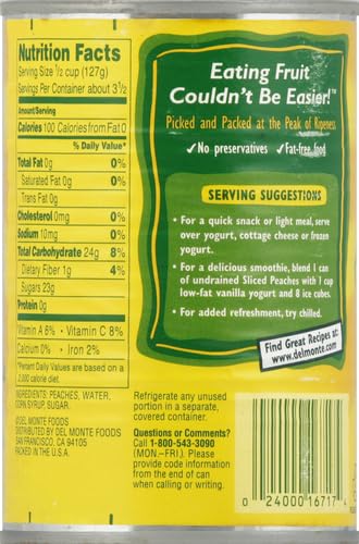 DEL MONTE Yellow Cling Sliced Peaches in Heavy Syrup, Canned Fruit, 15.25 oz Can