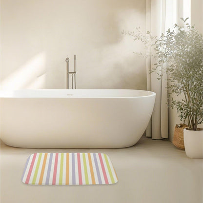 Delicate Pink Stripes Quick Dry Bath Mat 18" X30" Front Door Rug Indoor Entrance Shower Decor Throw Rugs Super Absorbent Bath Mats for Bathroom Floor Carpetas para Baño