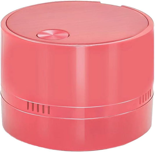 Desktop Vacuum Cleaner with High Suction Home Office, Portable Handheld Crumbs Debris Desk Keyboard Sofa, ABS Material, Dust Container (Black)(Pink)
