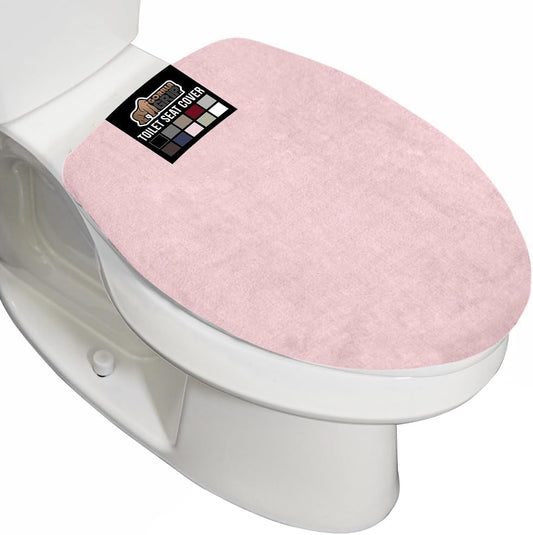 GORILLA GRIP Thick Memory Foam Bathroom Toilet Lid Seat Cover, Soft Velvet Topside, Machine Wash, Plush Cushioned Covers Fits Most Size Lids, Decorative Bath Room Accessories, 19.5x18.5, Light Pink