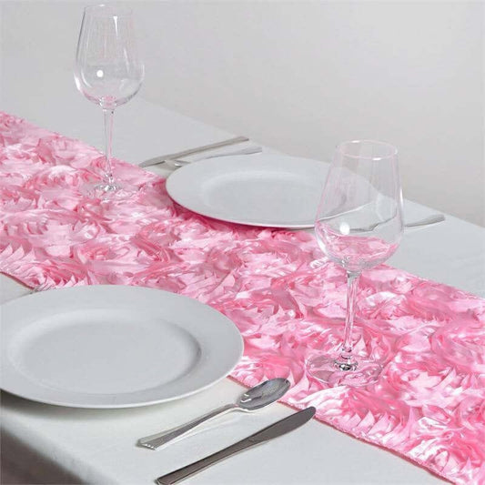 Efavormart Wonderland Rosette Premium Table Runners for Weddings Party Banquets Decor Fit Rectangle and Round Table - Pink