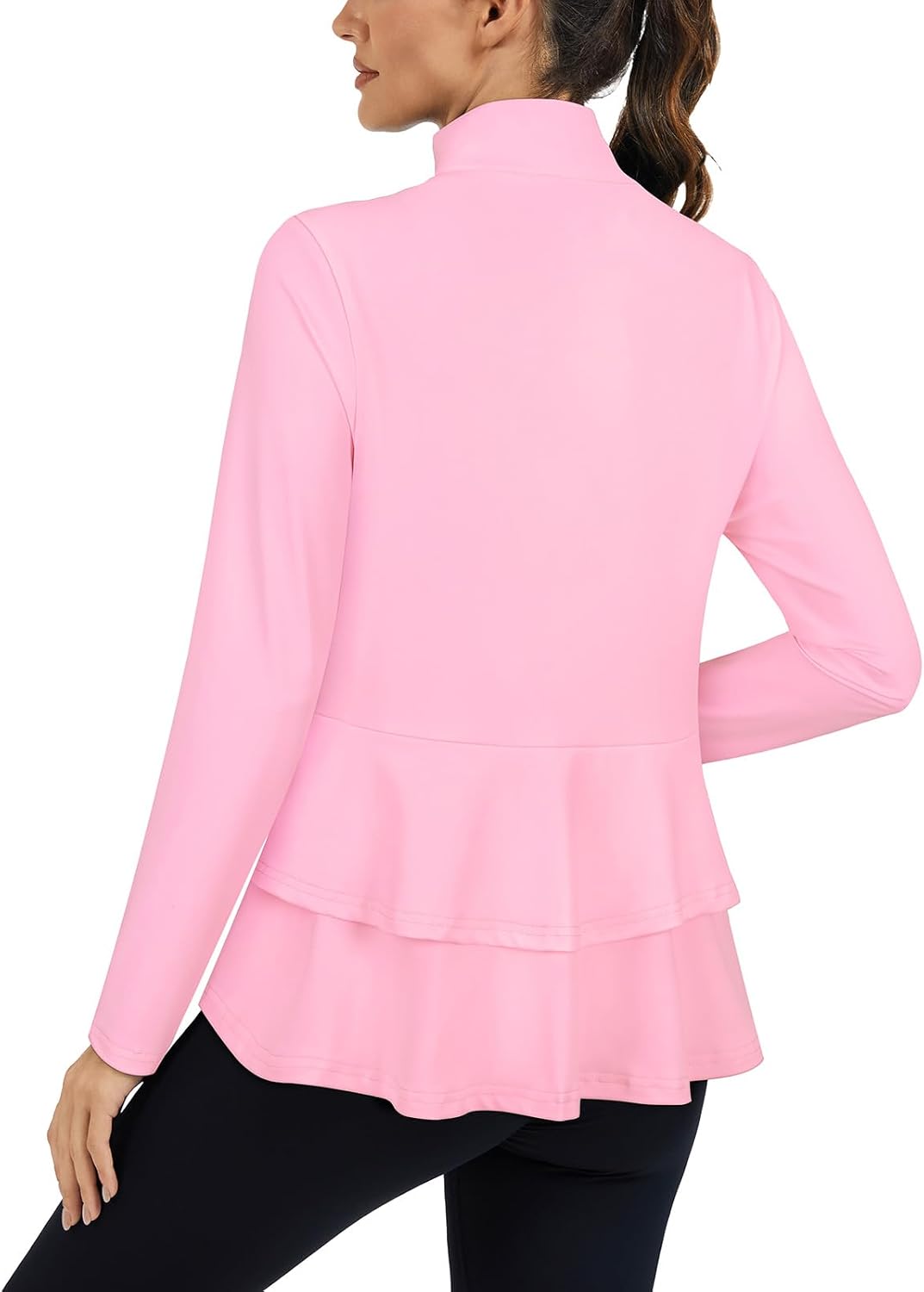 LURANEE Women's Golf Athletic Jackets with Pleated Tennis Skirt Hem Lightweight Full Zip Long Sleeve Shirts with Pockets