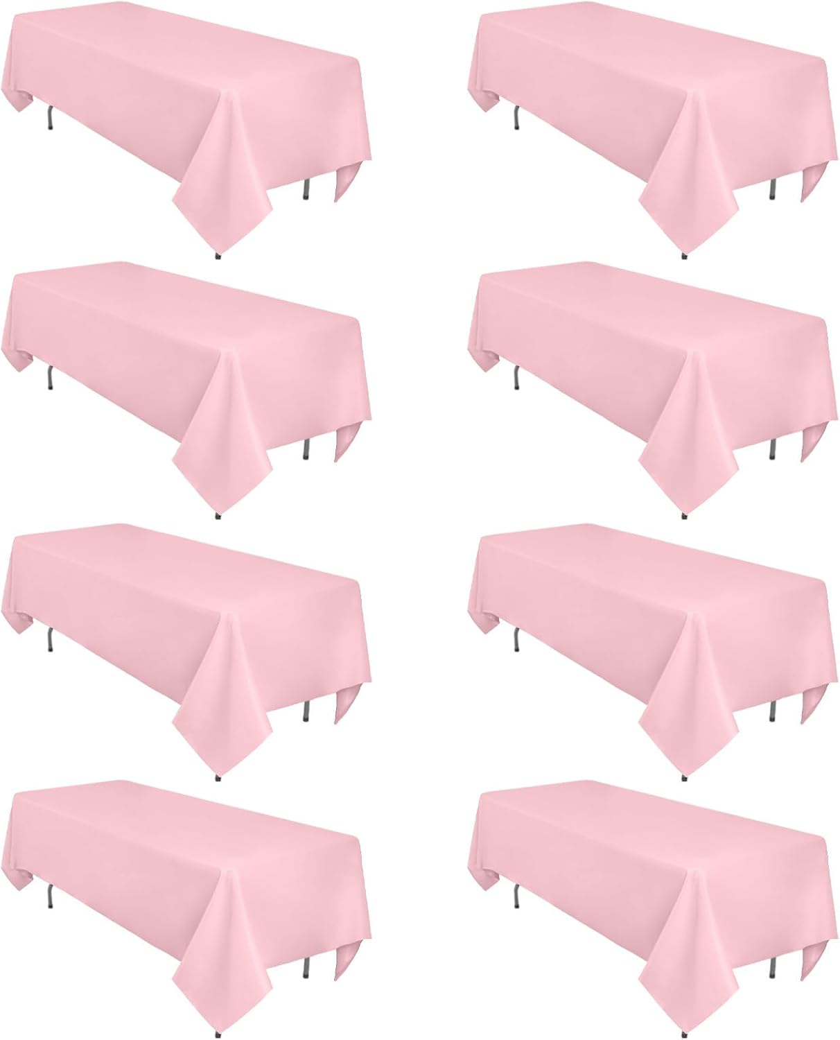 8 Pack Pink Tablecloth 60 x 102 Inch Rectangular for 6 Foot Rectangle Tables, Wrinkle Resistant Pink Table Cloth Washable Polyester Fabric for Holiday Buffet Wedding Party Banquet