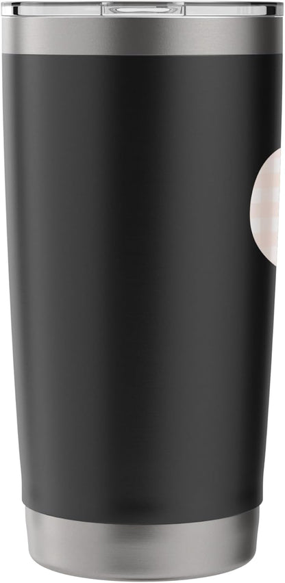 Cute Soft Orange Peach Gingham Check Plaid Checkered Pattern Stainless Steel Insulated Tumbler