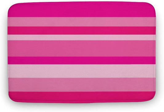 Pink Horizontal Stripes Bathroom Rug, Non Slip & Soft Absorbent Bath Mat Carpets for Bathroom 16" x 24"