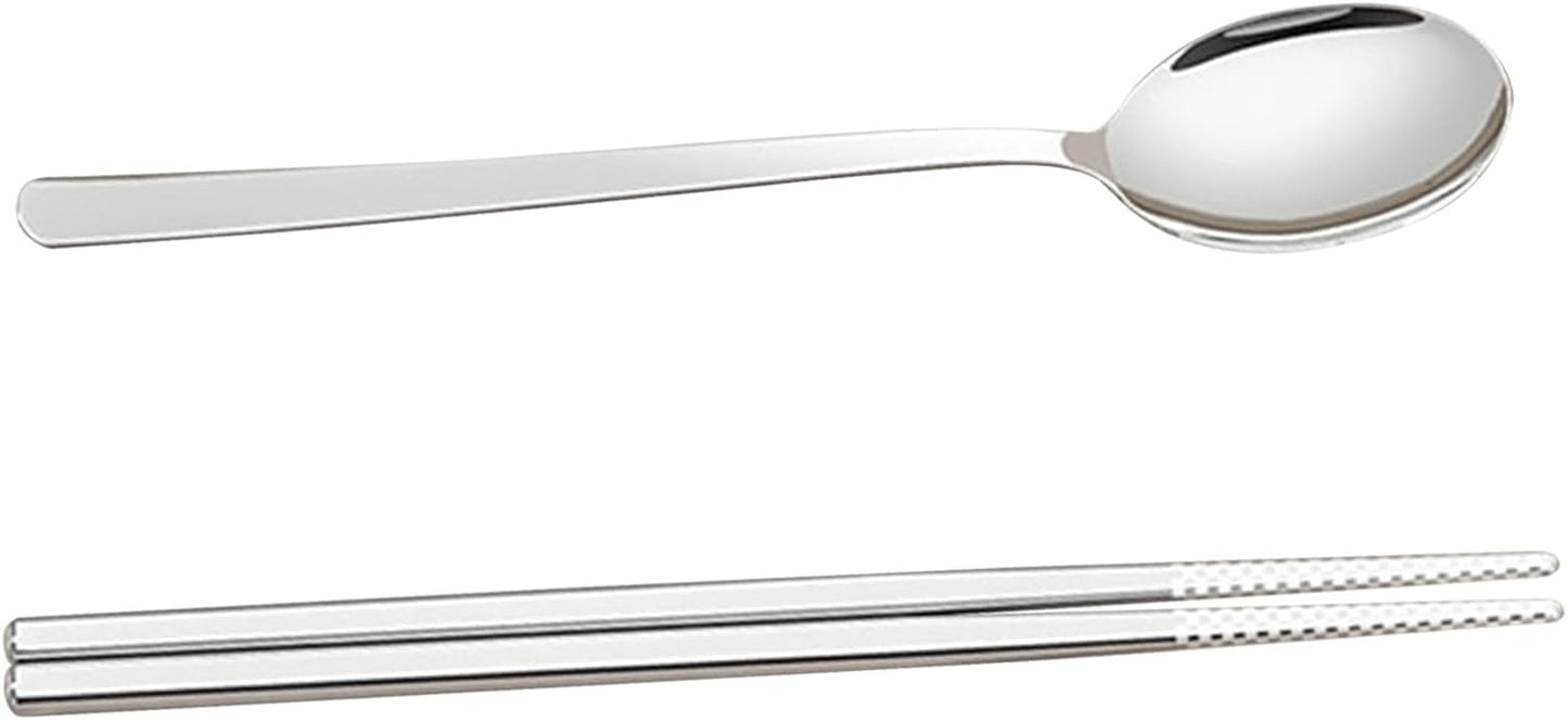 Spoon and Chopsticks Set, Stainless Steel Metal Chopsticks Spoon Set with Travel Case Stainless Steel Chopsticks Spoon Set Travel Utensils for Home Work Outdoor (pink)