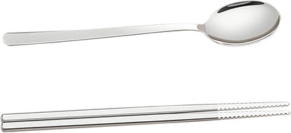 Spoon and Chopsticks Set, Stainless Steel Metal Chopsticks Spoon Set with Travel Case Stainless Steel Chopsticks Spoon Set Travel Utensils for Home Work Outdoor (pink)