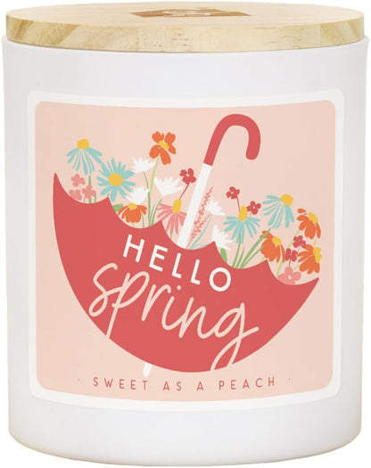 Simply Said, INC Hello Spring Candle, Peach Scented 11 oz Premium Soy Wax, Hand Poured in USA, CDL1567