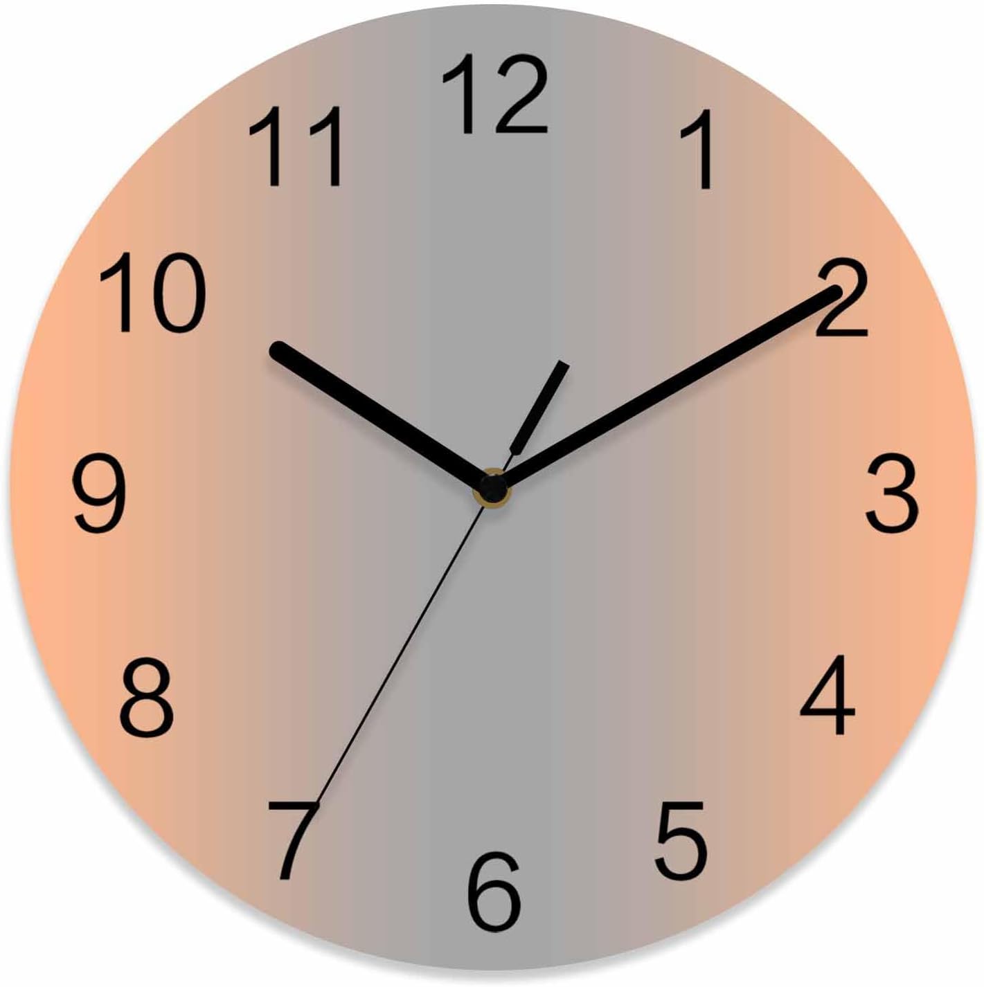 Ombre Abstract Gradient Coral Pink and Gray Wall Clock Battery Operated Non-Ticking 12" Round Wood Clocks, Kitchen Wall Clock for School Bathroom Living Room Home Office Wall Decor
