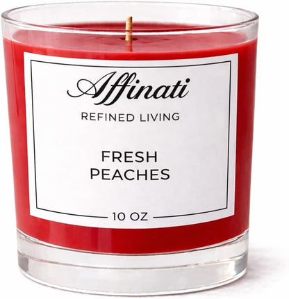 Affinati Original Scented Candle – 10 oz Soy Blend Candle, Strong Scent Throw, Long Burn Time, Clean Burning Home Fragrance, Glass Jar Candle (1, Fresh Peaches)