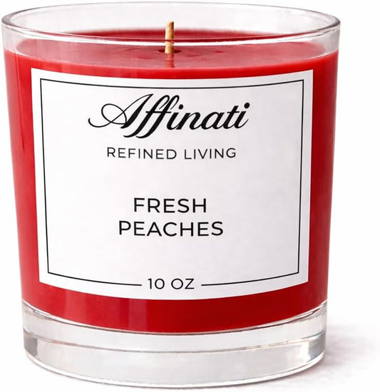 Affinati Original Scented Candle – 10 oz Soy Blend Candle, Strong Scent Throw, Long Burn Time, Clean Burning Home Fragrance, Glass Jar Candle (1, Fresh Peaches)