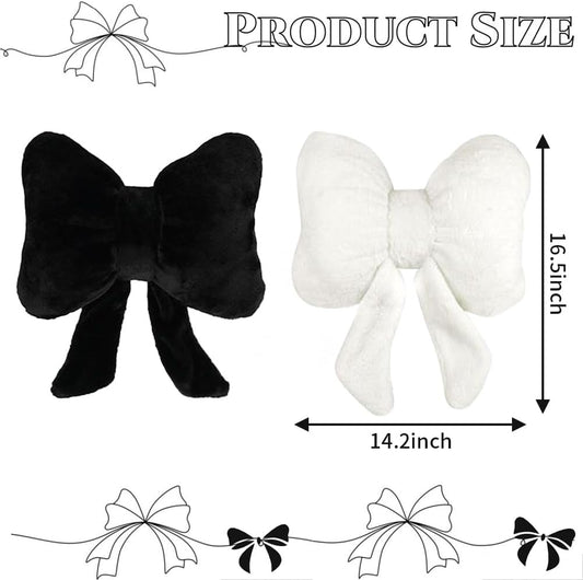 2 Pcs Coquette Bow Pillows Cute Bowknot Plush Pillow Coquette Home Decor Pink Bow Lumbar Pillow for Girls Loft Bed Decor Accessories