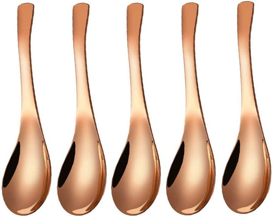 5 PCS Stainless Steel Soup Spoons, Mirror Finish, Kitchen & Dessert Spoons (Rose Gold)
