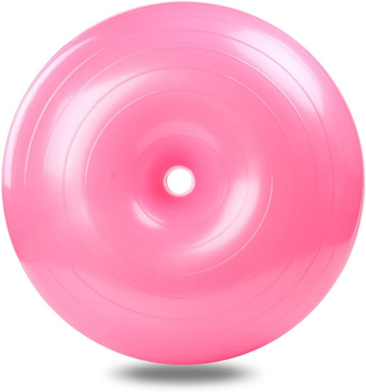 VALICLUD Donut Yoga Ball Inflatable Exercise Balance Ball with Air Pump Thickened Explosion-Proof for Pilates and Home Workout Light Pink