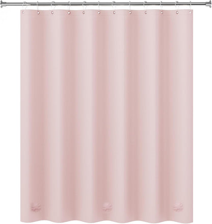 AmazerBath Light Pink Shower Curtain Plastic 72x72 Inches, Premium PEVA Shower Curtain Pink, 8G Heavy Duty Shower Curtains for Bathroom with 3 Big Weighted Stones and 12 Rustproof Grommets