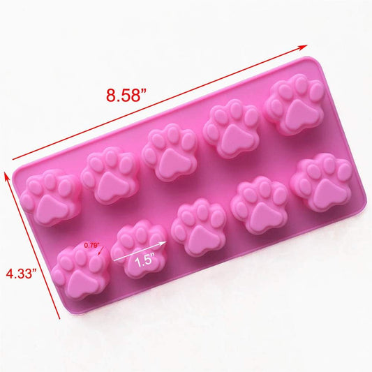 Elome Silicone Ice Tray Mini Animal Dog Cat Paw Print Cupcake Muffin Baking Cup Mold, Ice Cube Chocolate Soap Candle Tray Pink