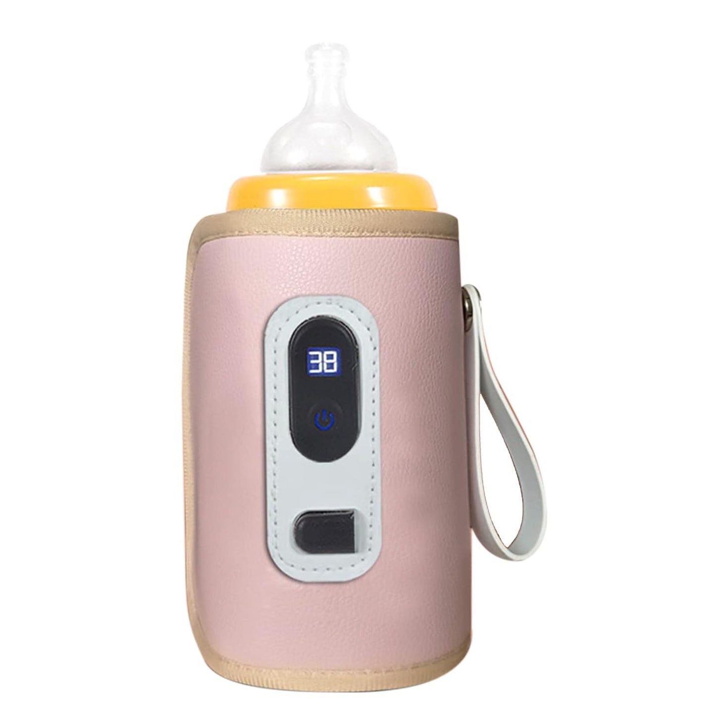 Hilitand USB Baby Bottle Warmer with LCD Screen, Precise Heating,Temperature, Portable Milk Bottle Heater for Travel, Car, Plane (Pink)
