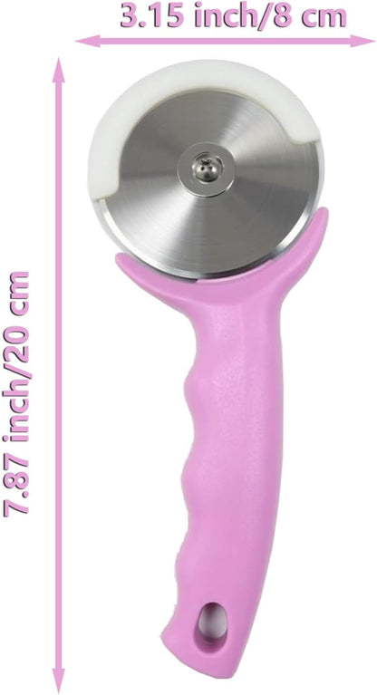 Pink Pizza Cutter Wheel, Pizza Cutter Pink with Cover, Sharp Blade Pizza Slicer Smooth Rotating, Non-Slip Handle
