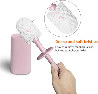BOLLAER Toilet Brush and Holder, Modern Design Bathroom Brush Long Handle Toilet Bowl Brush for Bathroom Toilet, Toilet Brush and Holder Set (Pink)