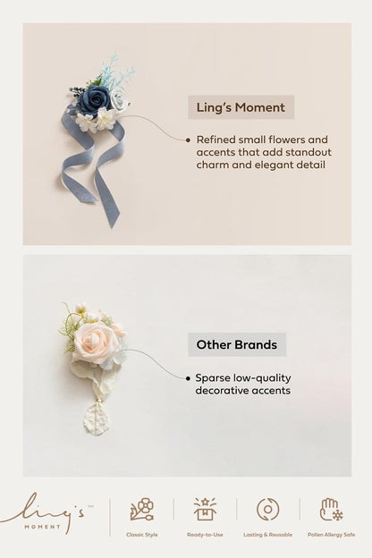 Ling's moment 6pcs Wedding Wrist Corsage Artificial Flowers, Girl/Mother Homecoming Prom Corsages Wristlet Décor, etc. Peach Pink