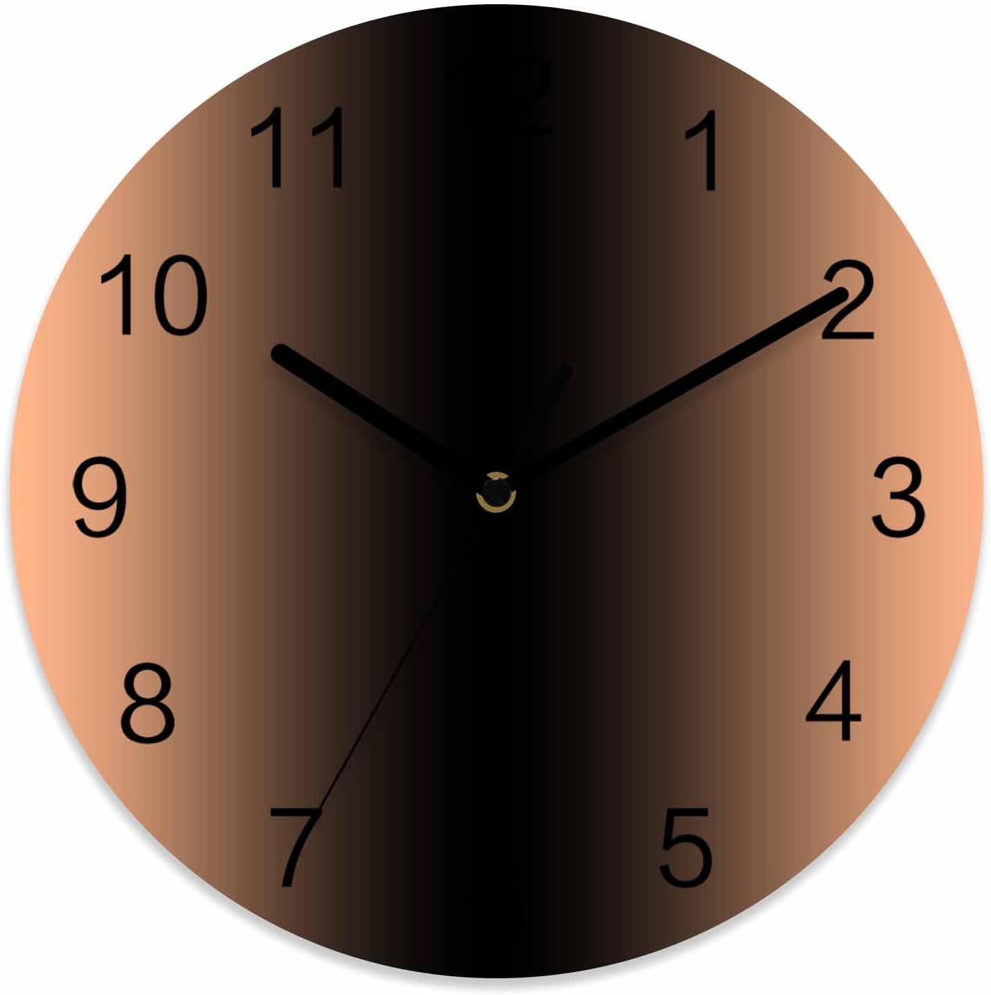 Ombre Abstract Gradient Coral Pink and Black Wall Clock Battery Operated Non-Ticking 12" Round Wood Clocks, Kitchen Wall Clock for School Bathroom Living Room Home Office Wall Decor