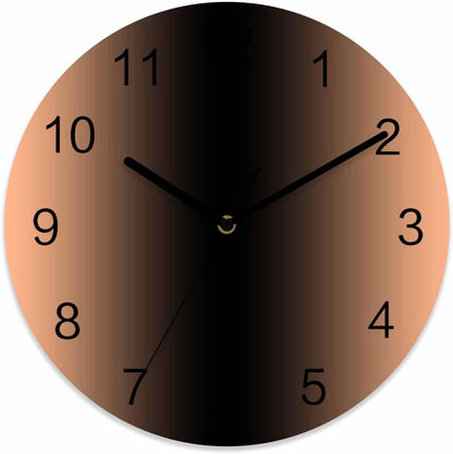 Ombre Abstract Gradient Coral Pink and Black Wall Clock Battery Operated Non-Ticking 12" Round Wood Clocks, Kitchen Wall Clock for School Bathroom Living Room Home Office Wall Decor