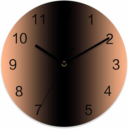Ombre Abstract Gradient Coral Pink and Black Wall Clock Battery Operated Non-Ticking 12" Round Wood Clocks, Kitchen Wall Clock for School Bathroom Living Room Home Office Wall Decor