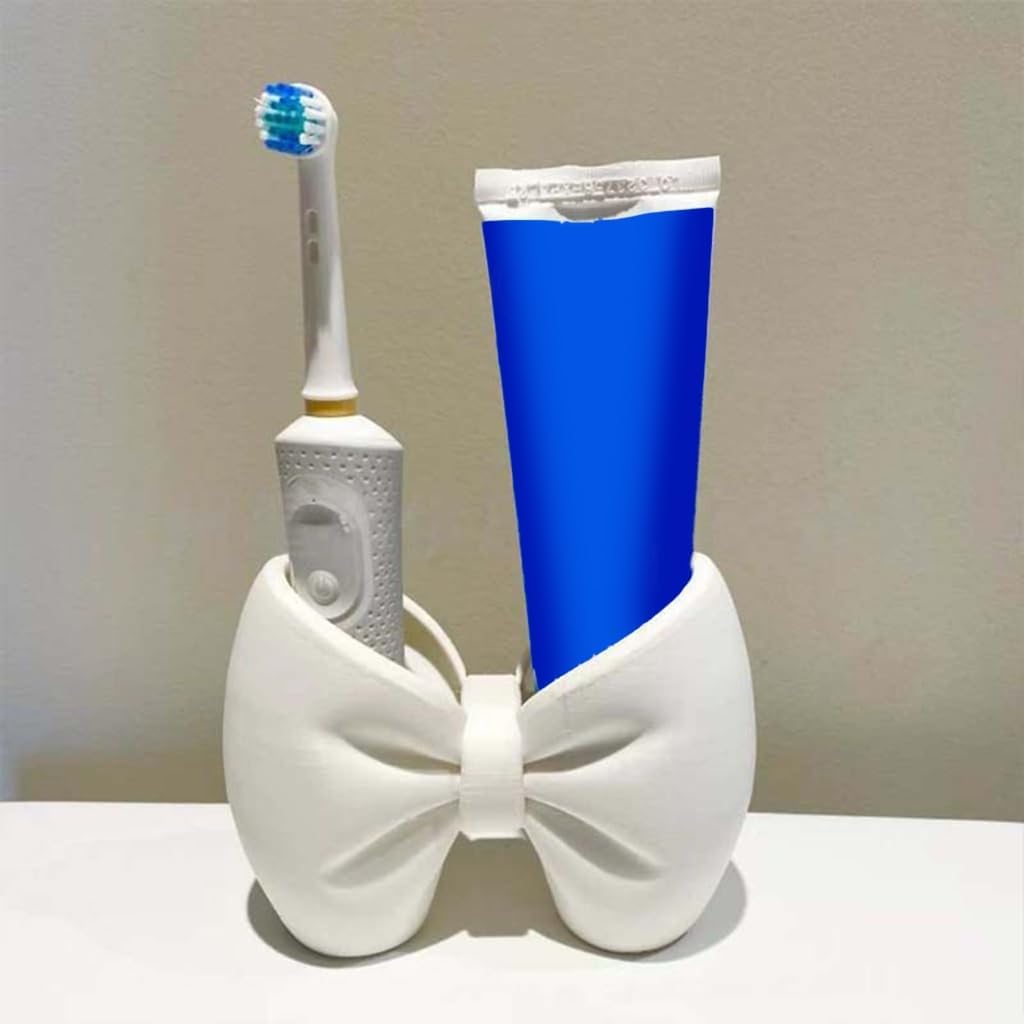Stylish Bows Design Pink Toothbrush Toothpaste Holder for Bathroom Vanity